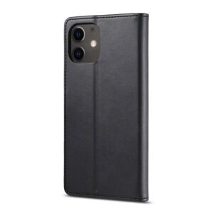 iPhone 15 - LC.IMEEKE Custodia a portafoglio con 3 scomparti per carte e chiusura magnetica, nero