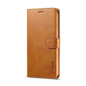 iPhone 13 Mini - LC.IMEEKE Etui portefeuille avec 2 compartiments pour cartes & fermeture magnétique, marron clair/orange