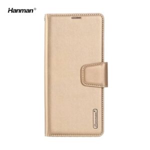 Apple iPhone 16 Plus - Hanman Mill Flip Case mit 3 Kartenfächern, gold