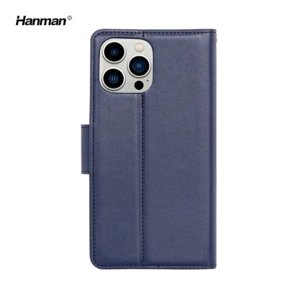 Apple iPhone 13 Pro Max - Hanman Mill Flip Case avec 3 emplacements pour cartes, bleu foncé – Image 4