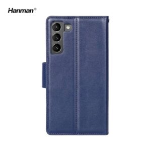 Samsung Galaxy A54 5G (2023) - Hanman Mill Flip Case mit 3 Kartenfächern, dunkelblau
