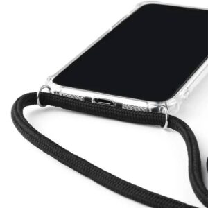 iPhone 13 Pro Max - Chaîne pour téléphone portable / Necklace - Transparent avec ruban noir pratique