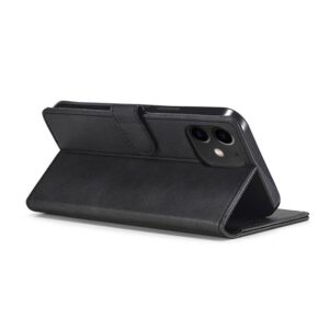 iPhone 13 Mini - LC.IMEEKE Custodia a portafoglio con 2 scomparti per carte e chiusura magnetica, nero