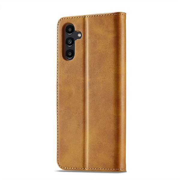 Samsung Galaxy S20 FE 4G / 5G - LC.IMEEKE Custodia a portafoglio con 3 scomparti per carte e chiusura magnetica, marrone chiaro/arancione - immagine 3