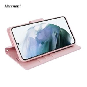 Samsung Galaxy A6 (2018) - Hanman Mill flip case with 3 card slots, rose gold