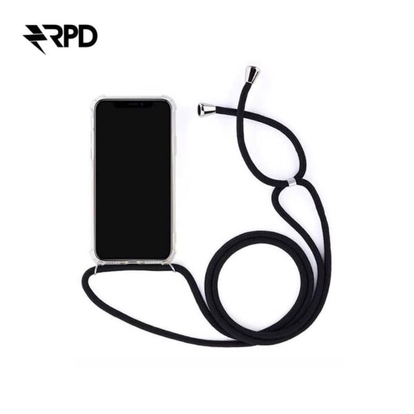 iPhone 11 - Chaîne pour téléphone portable / Necklace - Transparent avec ruban noir pratique