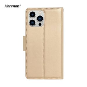 Apple iPhone 16 Pro Max - Hanman Mill Flip Case mit 3 Kartenfächern, gold