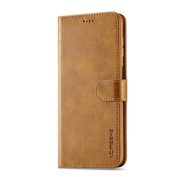 Samsung Galaxy S20 FE 4G / 5G - LC.IMEEKE Custodia a portafoglio con 3 scomparti per carte e chiusura magnetica, marrone chiaro/arancione - immagine 2