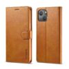 iPhone 15 - LC.IMEEKE Wallet Etui mit 3 Kartenfächern & Magnetverschluss, hellbraun/orange