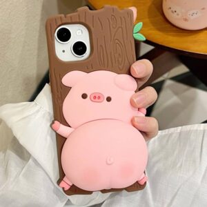 iPhone 12/12 Pro - Étui rose en forme de cochon avec fonction d'impression grinçante