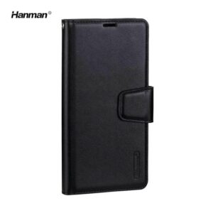 Apple iPhone 16 Plus - Custodia Hanman Mill Flip con 3 slot per carte, nero