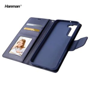 Samsung Galaxy A54 5G (2023) - Hanman Mill Flip Case mit 3 Kartenfächern, dunkelblau