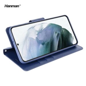 Samsung Galaxy A54 5G (2023) - Hanman Mill Flip Case mit 3 Kartenfächern, dunkelblau