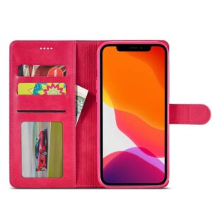 iPhone 16 - LC.IMEEKE Wallet case with 3 card slots & magnetic closure, pink