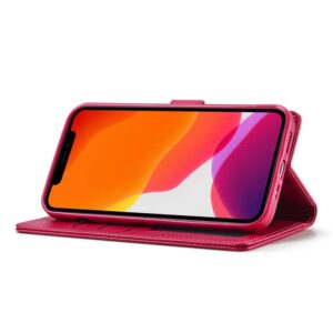 iPhone 15 - LC.IMEEKE Custodia a portafoglio con 3 scomparti per carte e chiusura magnetica, rosa