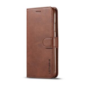 iPhone 16 - LC.IMEEKE Wallet case with 3 card slots & magnetic closure, brown