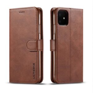 iPhone 16 Plus - LC.IMEEKE Wallet case with 3 card slots & magnetic closure, brown