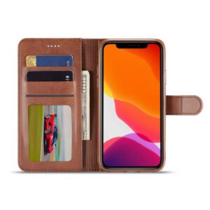 iPhone 16 - LC.IMEEKE Wallet case with 3 card slots & magnetic closure, brown