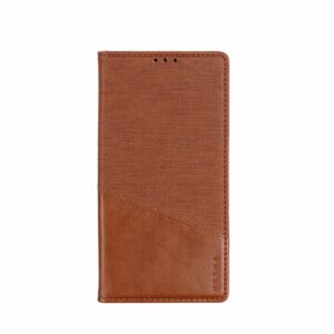 iPhone 16 Pro Max - Custodia flip Muxma a due scomparti per carte di credito marrone