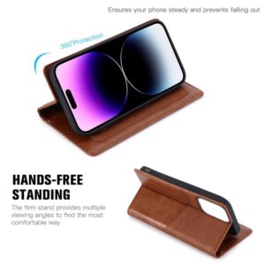 iPhone 16 Pro Max - Custodia flip Muxma a due scomparti per carte di credito marrone