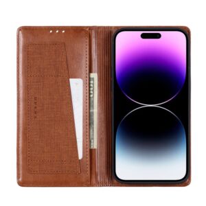 iPhone 16 Pro Max - Custodia flip Muxma a due scomparti per carte di credito marrone