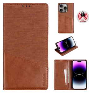iPhone 16 Pro Max - Custodia flip Muxma a due scomparti per carte di credito marrone