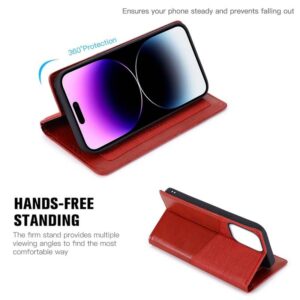 iPhone 16 Pro Max - Custodia flip Muxma con due slot per schede, rosso