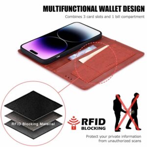 iPhone 16 Pro Max - Custodia flip Muxma con due slot per schede, rosso