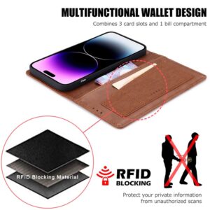 iPhone 16 Pro Max - Custodia flip Muxma a due scomparti per carte di credito marrone
