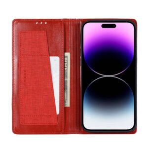 iPhone 16 Pro Max - Custodia flip Muxma con due slot per schede, rosso