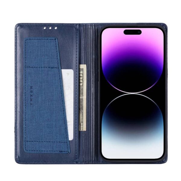 iPhone 16 Pro - Muxma zwei Kartenfächer Flip Case blau – Bild 8