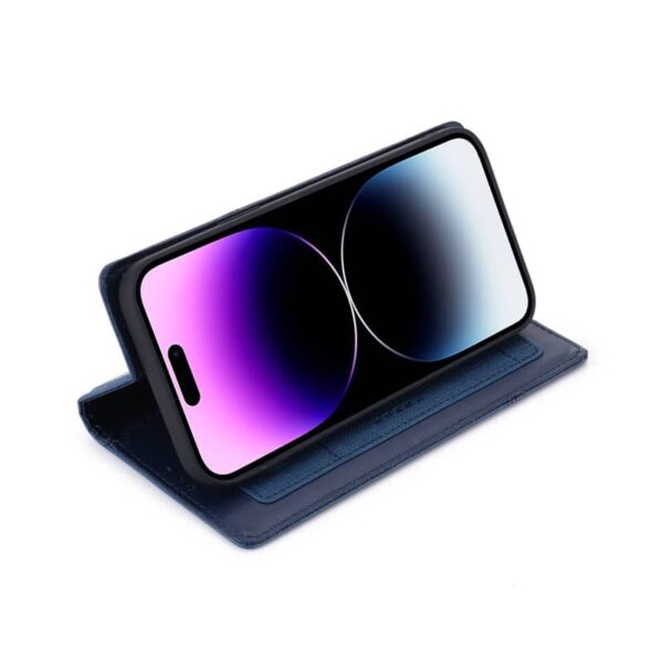 iPhone 16 Pro - Muxma zwei Kartenfächer Flip Case blau – Bild 9
