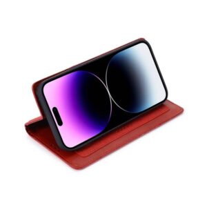 iPhone 16 Pro Max - Custodia flip Muxma con due slot per schede, rosso