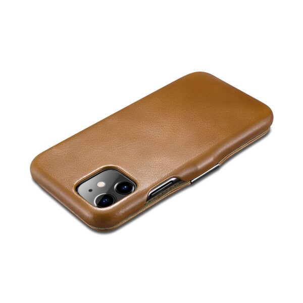 iPhone 11 - Custodia flip in vera pelle iCarer Serie Luxury marrone (RIX1108-GG) - immagine 5