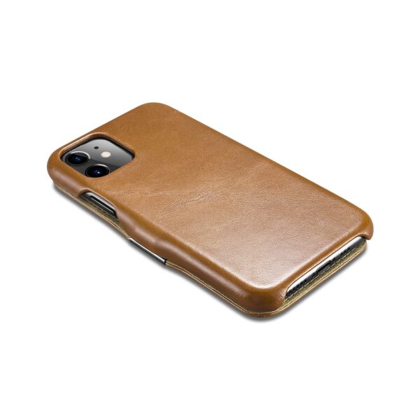 iPhone 11 - Custodia flip in vera pelle iCarer Serie Luxury marrone (RIX1108-GG) - immagine 6