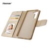 Samsung Galaxy S25 Plus - Custodia flip Hanman Mill con 3 scomparti per carte, oro