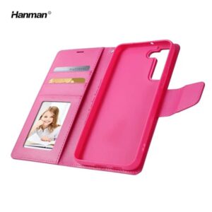 Samsung Galaxy A6 (2018) - Hanman Mill Flip Case mit 3 Kartenfächern, pink