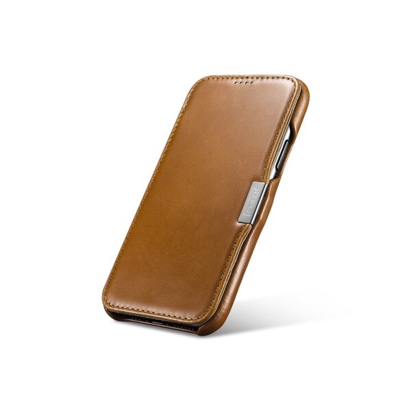 iPhone 11 - iCarer Luxury Series étui à rabat en cuir véritable marron (RIX1108-GG) – Image 8