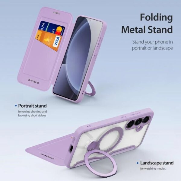 Samsung Galaxy S25 Ultra - Dux Skin X Pro Series con supporto ad anello a 360 gradi, viola - immagine 3