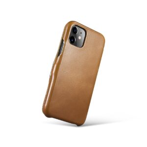 iPhone 11 - iCarer Luxury Series Echtleder Flip Case Kastanienbraun (RIX1108-GG)