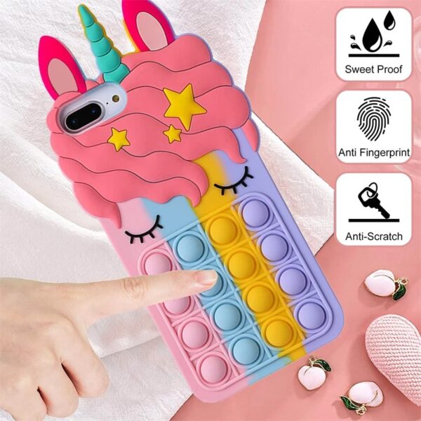 iPhone 13 Pro - Einhorn / Unicorn Pop-It Hülle, Silikon Backcase in Violett, Gelb, Pink – Bild 6