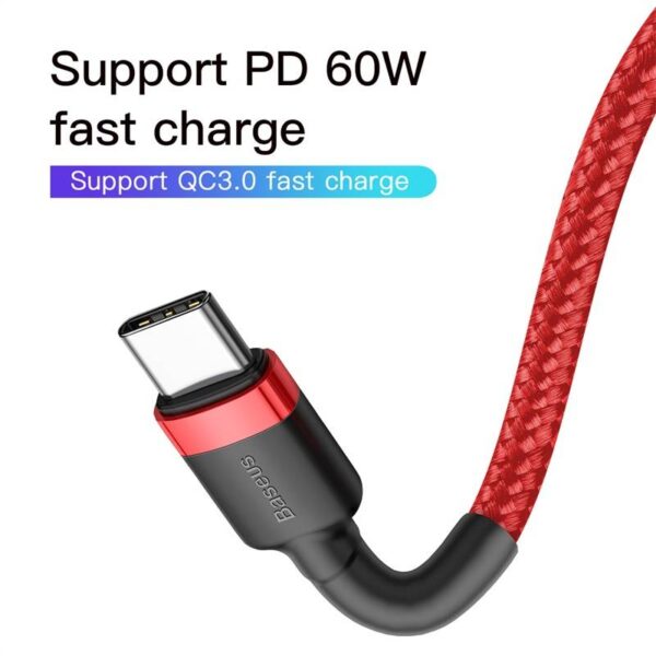 Baseus - Cafule - Type-C PD2.0 60W fast charging cable, 2m, red (CATKLF-H09) - Image 3