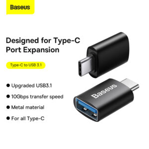 Baseus - Ingenuity Serie - Mini OTG Adapter Typ-C auf USB-A 3.1, Schwarz (ZJJQ000001)