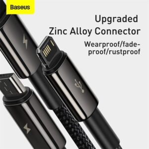 Baseus - Tungsten Gold - 3-in-1 fast charging cable USB to M+L+C, 3.5A 1.5m, Black (CAMLTWJ-01)