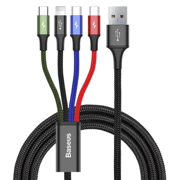 Baseus - 4-in-1 fast charging cable for iP+Type-C(2)+Micro, 3.5A 1.2m, Black (CA1T4-B01)