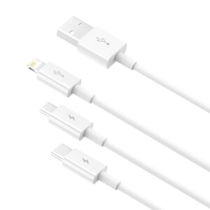 Baseus - Serie Superior - Cavo di ricarica rapida USB a M+L+C, 3,5A 1,5m, bianco (CAMLTYS-02)