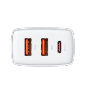 Baseus - Compact - Chargeur rapide 2U+C, 30W EU, Blanc (CCXJ-E02)