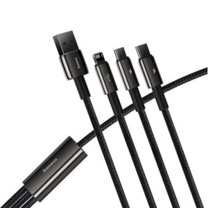 Baseus - Tungsten Gold - 3-in-1 Schnellladekabel USB auf M+L+C, 3.5A 1.5m, Schwarz (CAMLTWJ-01)