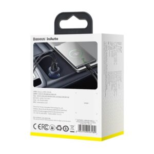 Baseus - Particolare - Caricabatterie da auto con display digitale, 65W, grigio scuro (CCKX-C0G)