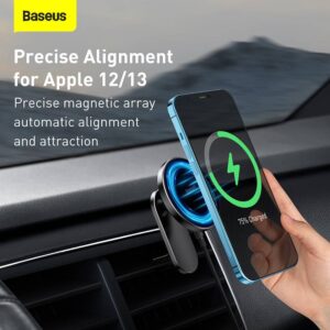 Baseus - Big Energy - Caricabatterie da auto senza fili con supporto, nero (WXJN-01)